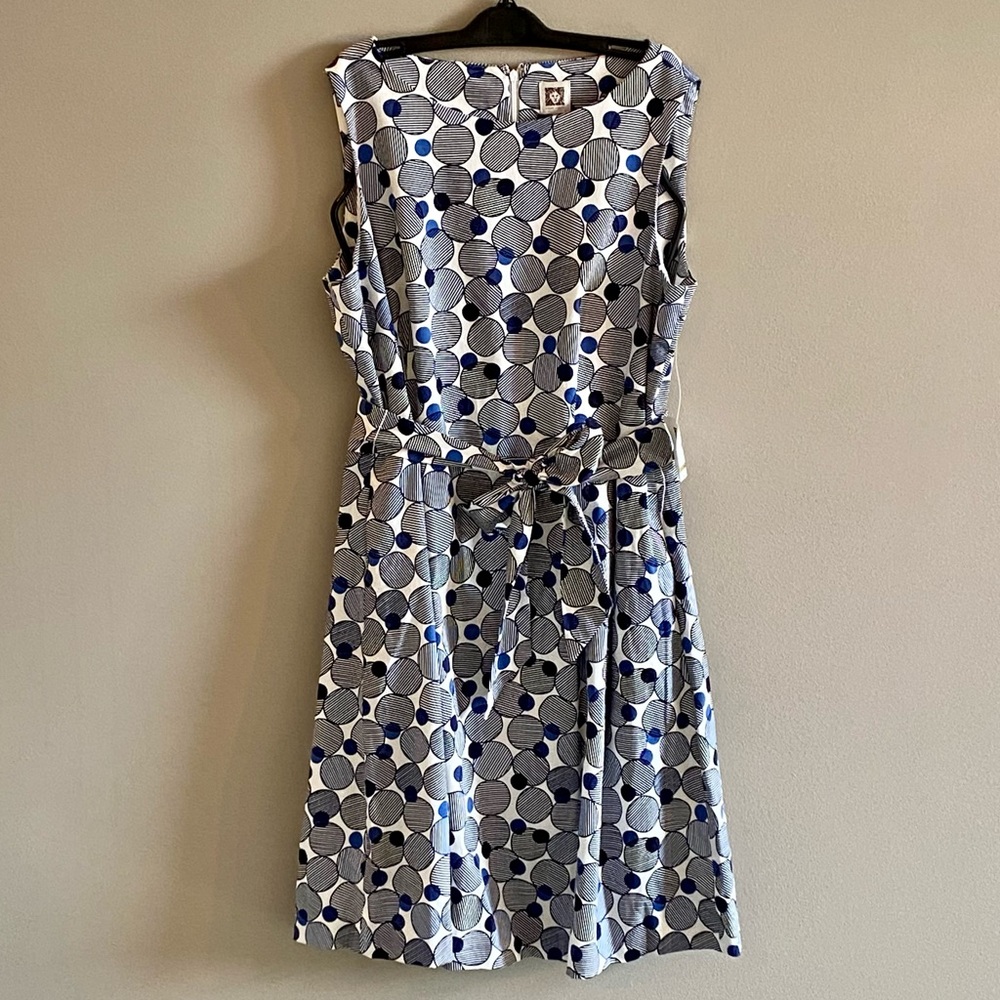 NWT Women’s Anne Klein Navy/White Belted Dress Size 14